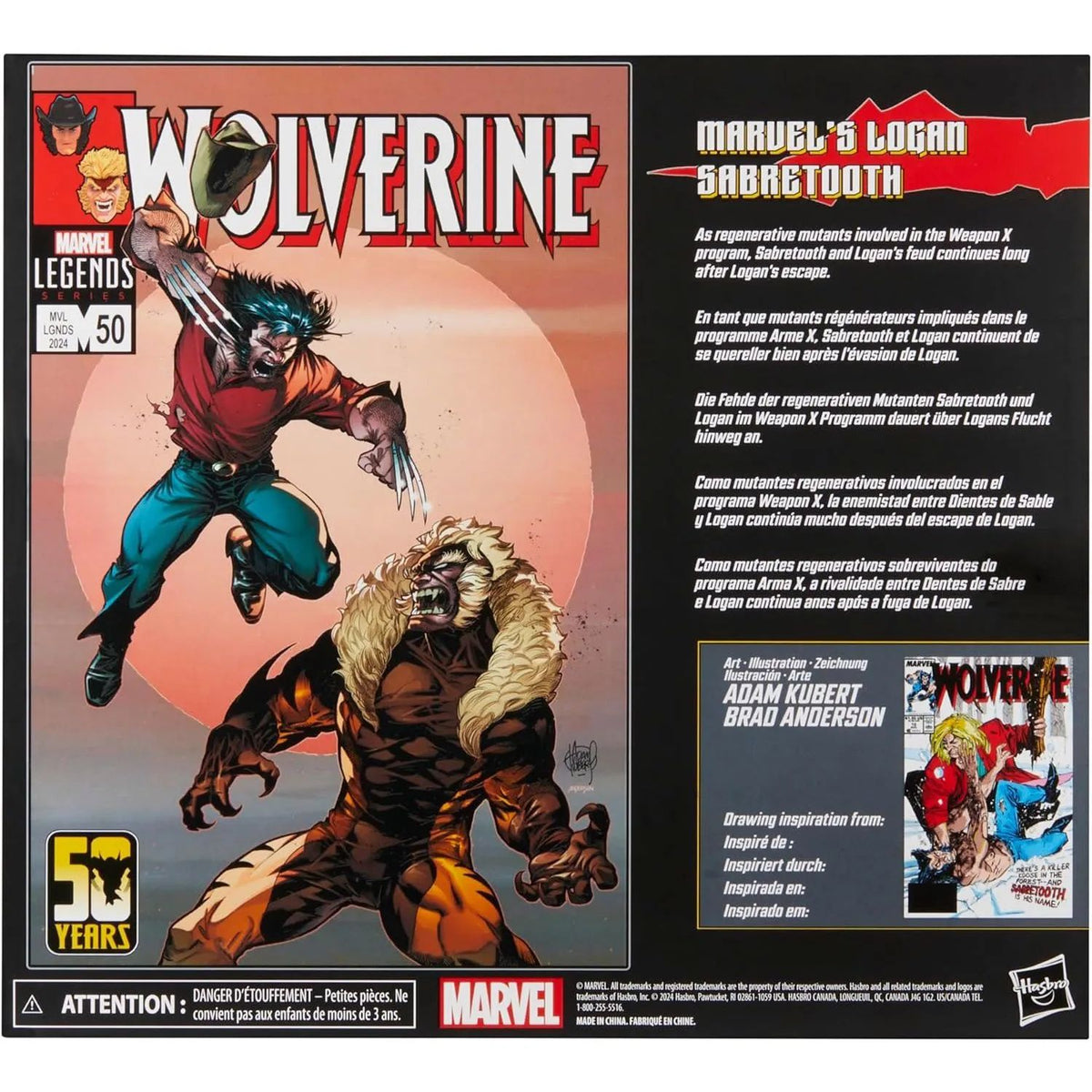 Figura Wolverine 50th Marvel Legends Logan And Sabretooth