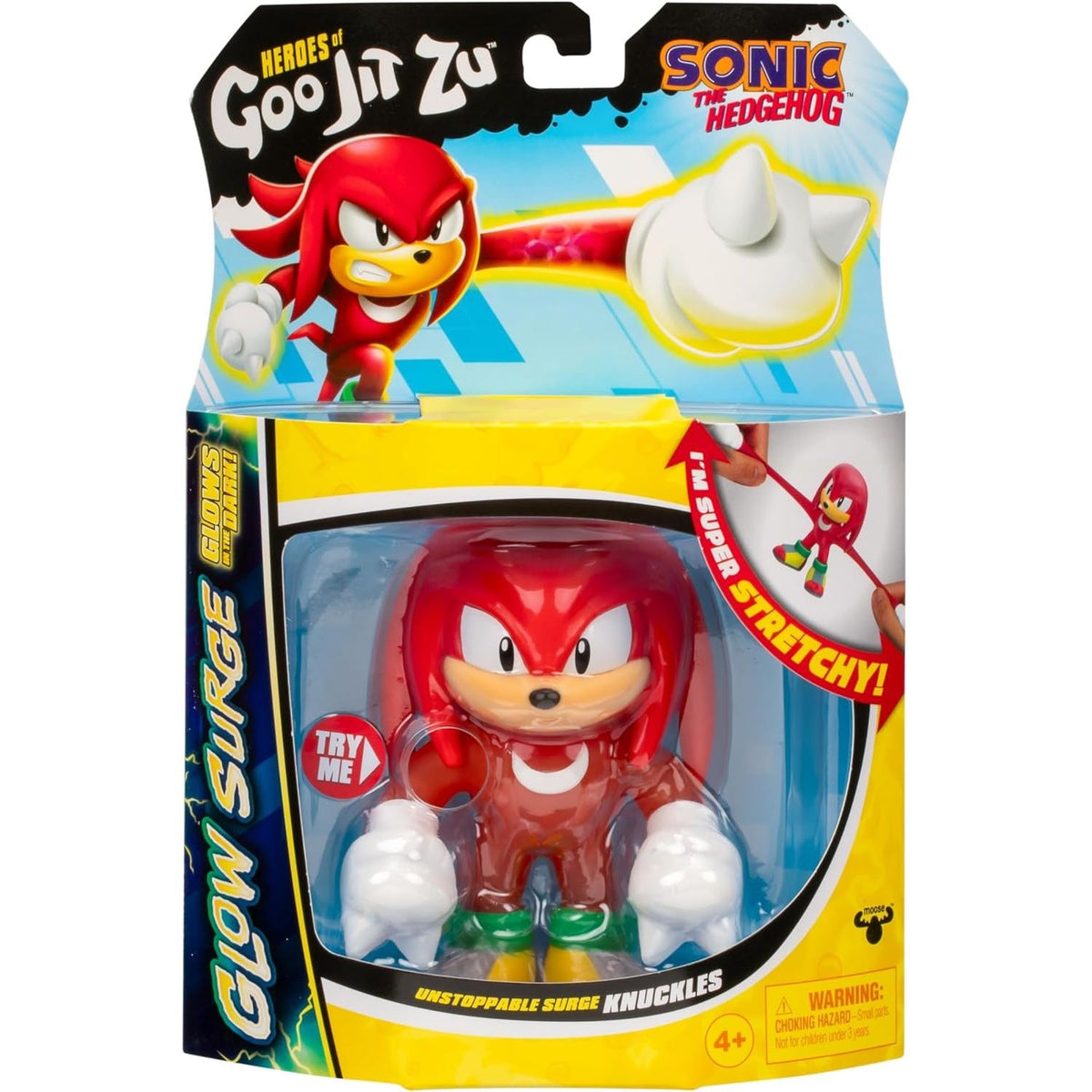 Figura Knuckles Sonic The hedgehog Estirable Elastico Nudillos Brilla en Oscuridad
