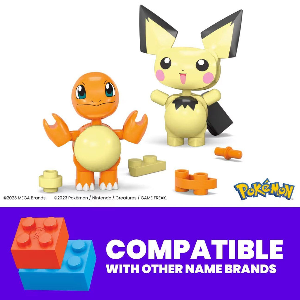 Mega Pokémon Pichu & Charmander con 40 Bloques o piezas