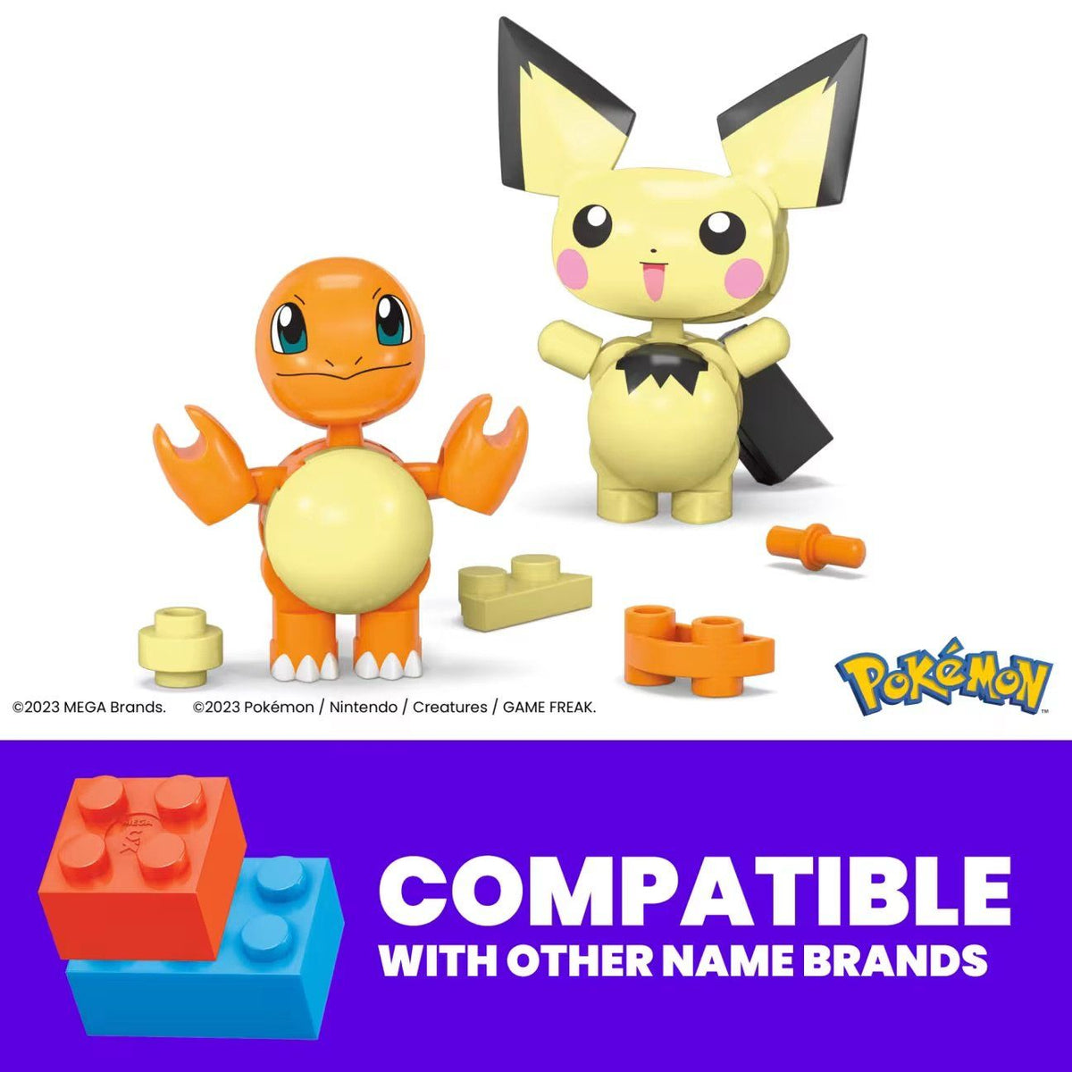 Mega Pokémon Pichu & Charmander con 40 Bloques o piezas