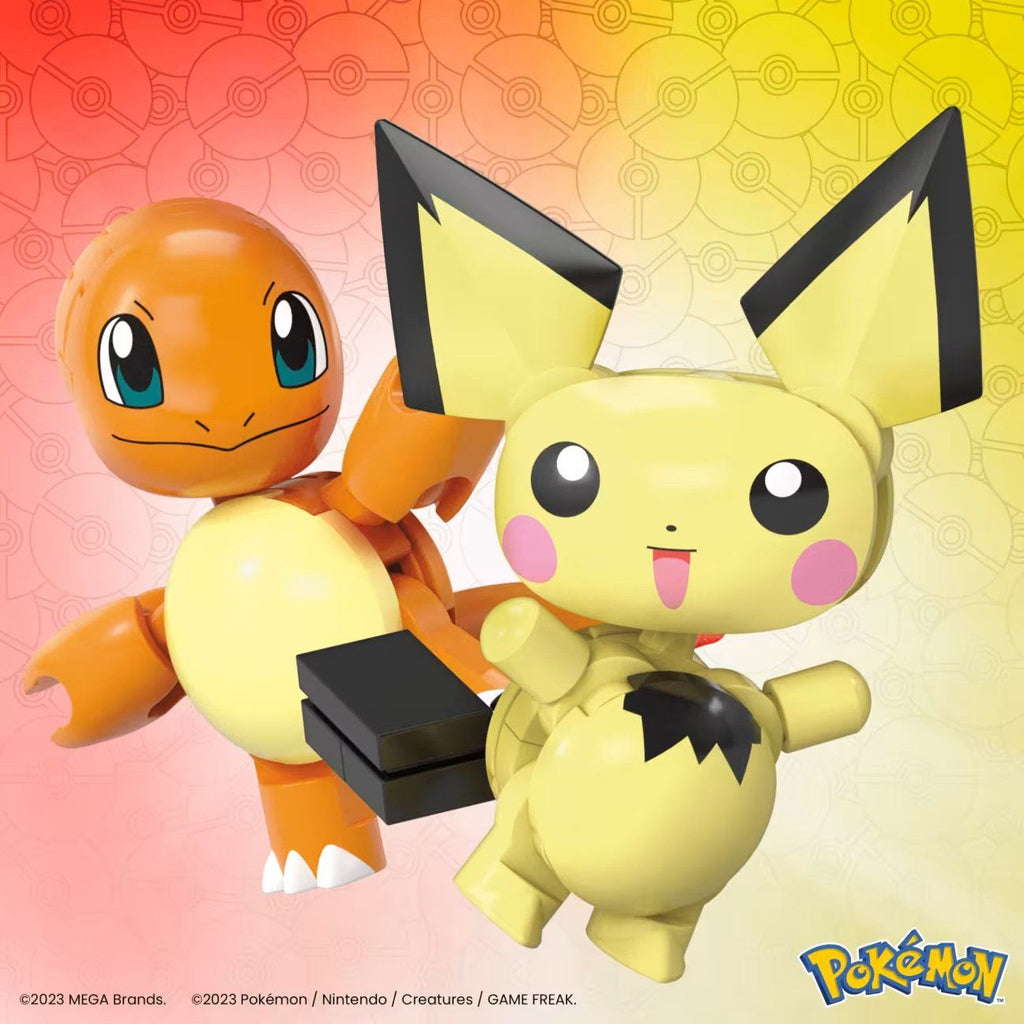 Mega Pokémon Pichu & Charmander con 40 Bloques o piezas