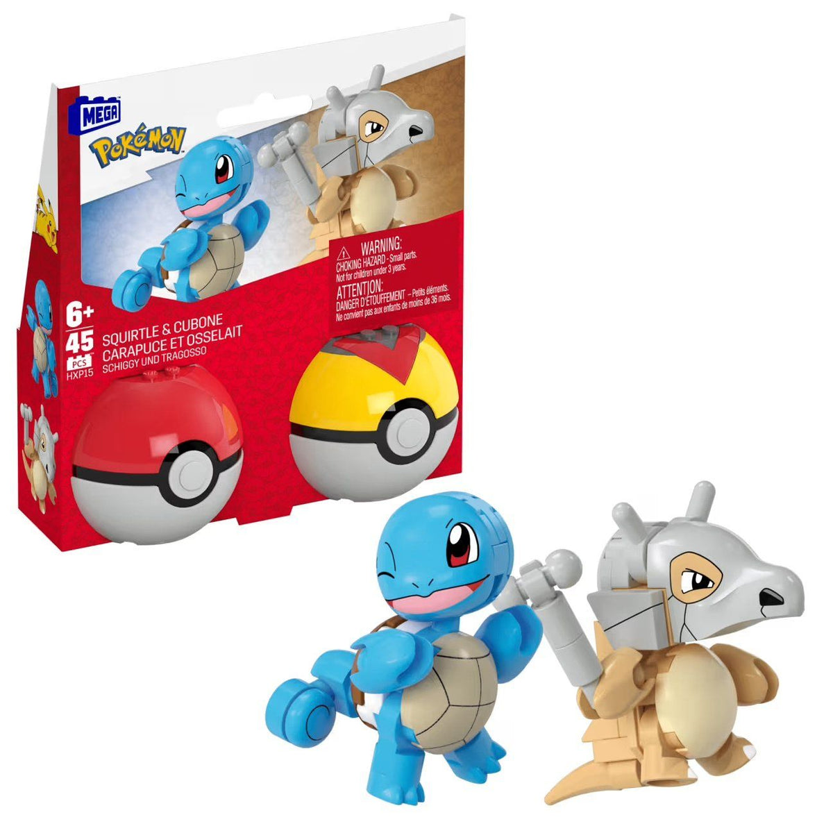 Mega Pokémon Squirtle & Cubone con 45 Bloques o piezas