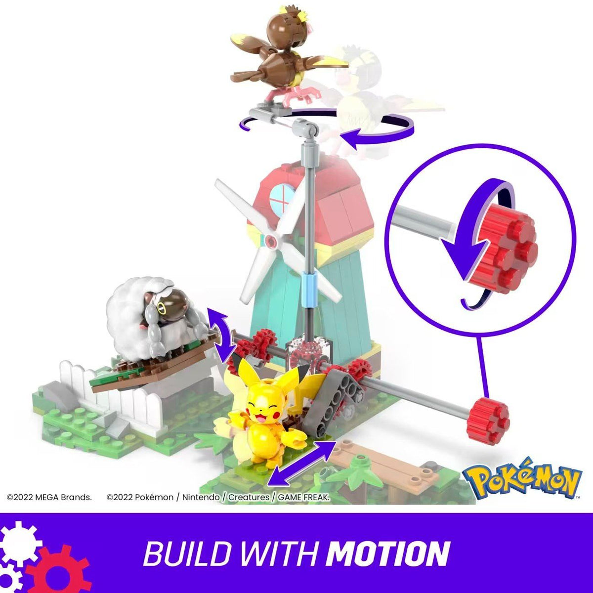 Mega Pokémon Set Molino de Viento 240 Bloques Pikachu Pidgey