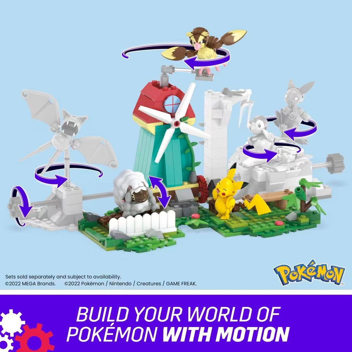 Mega Pokémon Set Molino de Viento 240 Bloques Pikachu Pidgey