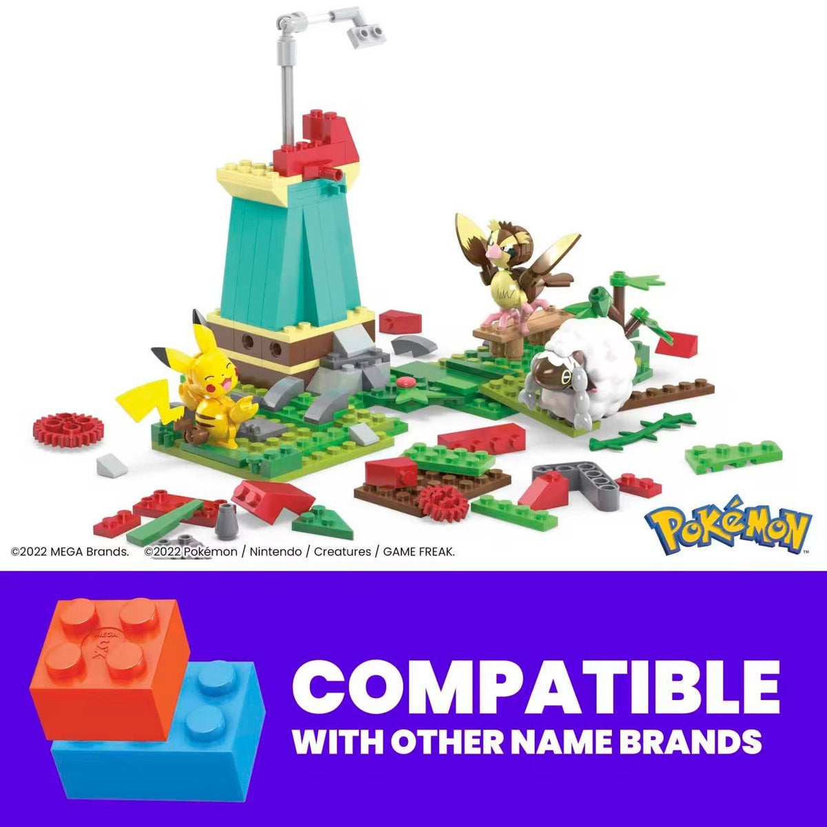 Mega Pokémon Set Molino de Viento 240 Bloques Pikachu Pidgey