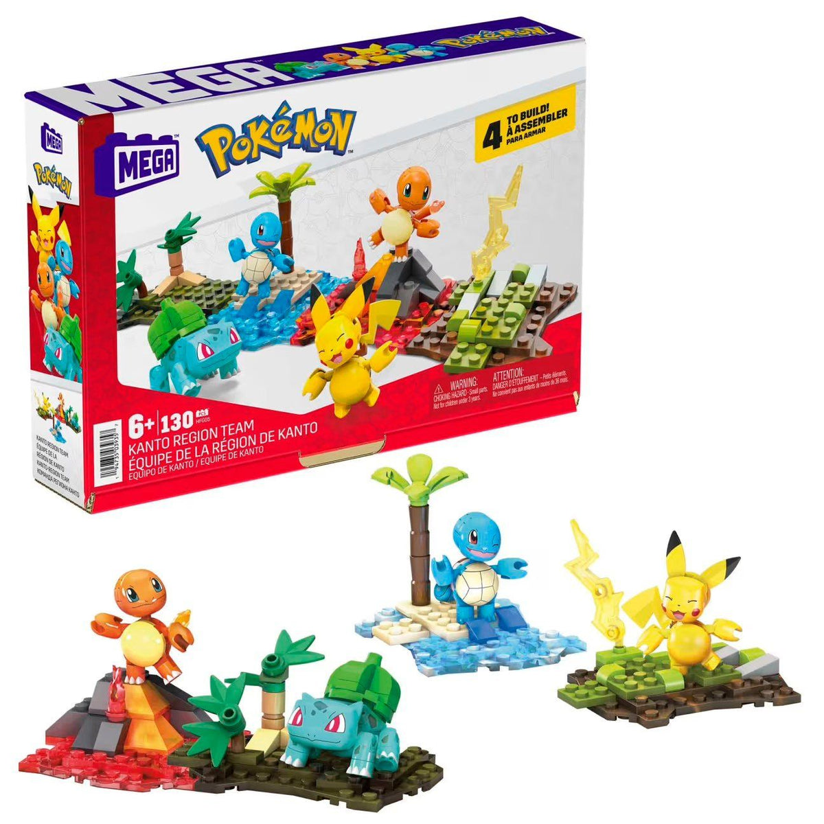 Mega Pokémon Set Region Kanto 130 Bloques Pikachu charmander