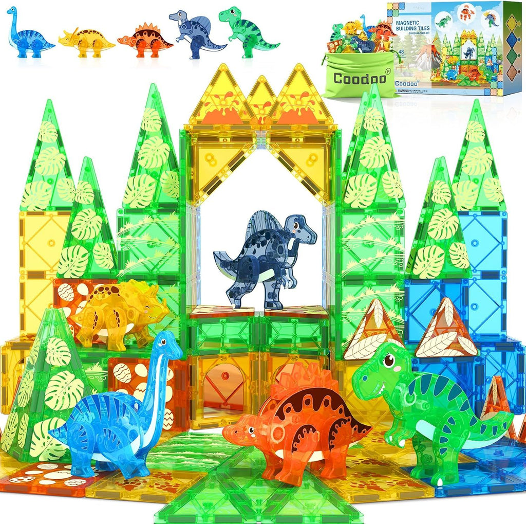 Set Bloques Magneticos Mundo Dinosaurio 3D Moviles 48 Piezas