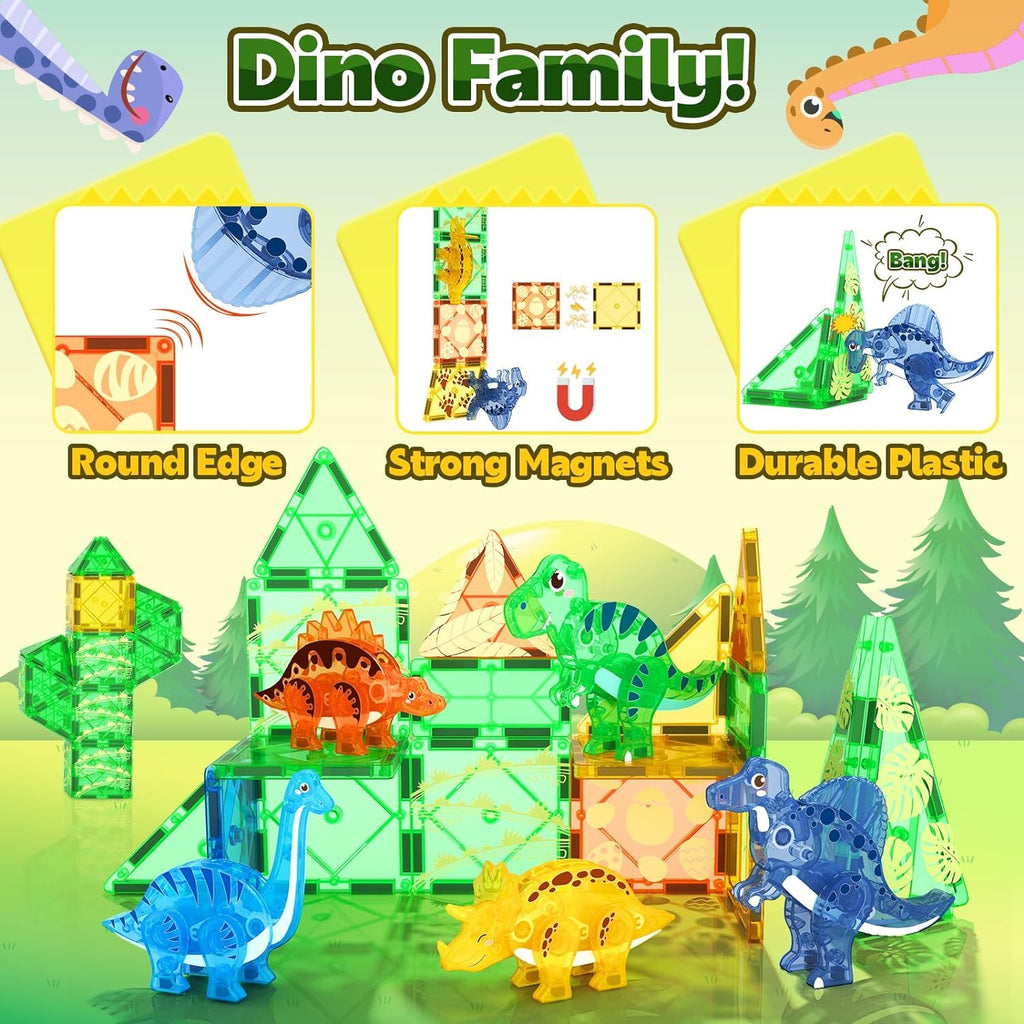 Set Bloques Magneticos Mundo Dinosaurio 3D Moviles 48 Piezas