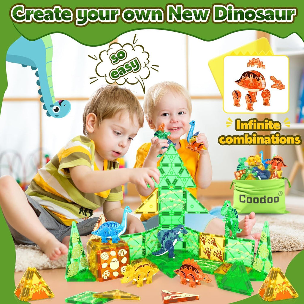 Set Bloques Magneticos Mundo Dinosaurio 3D Moviles 48 Piezas