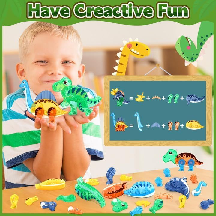 Set Bloques Magneticos Mundo Dinosaurio 3D Moviles 48 Piezas