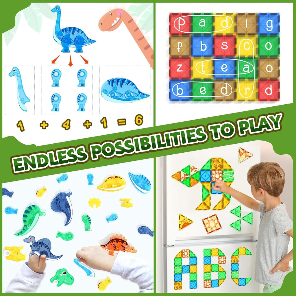 Set Bloques Magneticos Mundo Dinosaurio 3D Moviles 48 Piezas