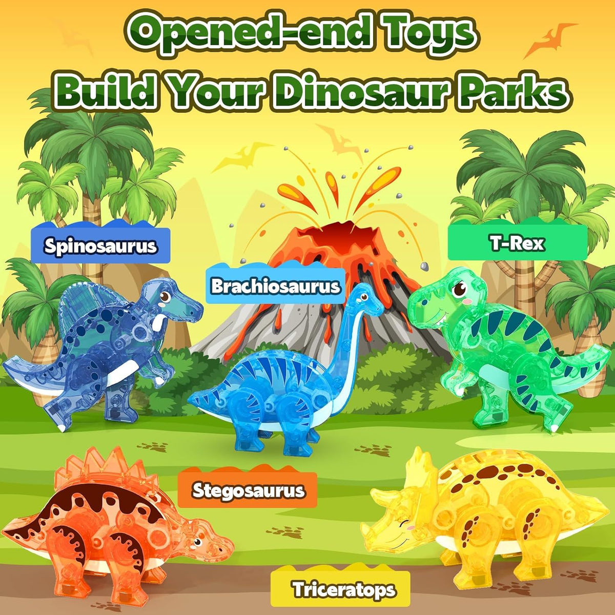 Set Bloques Magneticos Mundo Dinosaurio 3D Moviles 48 Piezas
