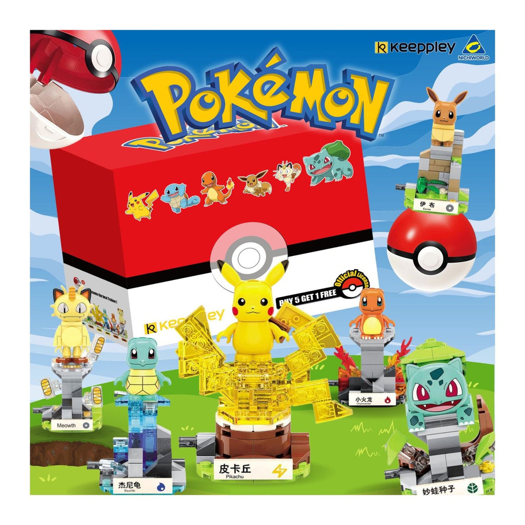 Set Bloques 6 Pokemon Pikachu Bulbasaur Charmander Squirtle