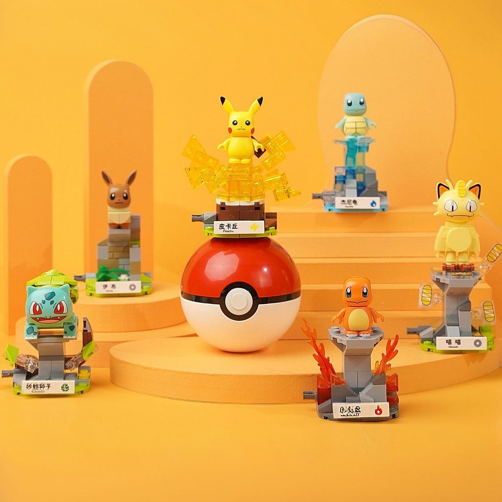 Set Bloques 6 Pokemon Pikachu Bulbasaur Charmander Squirtle