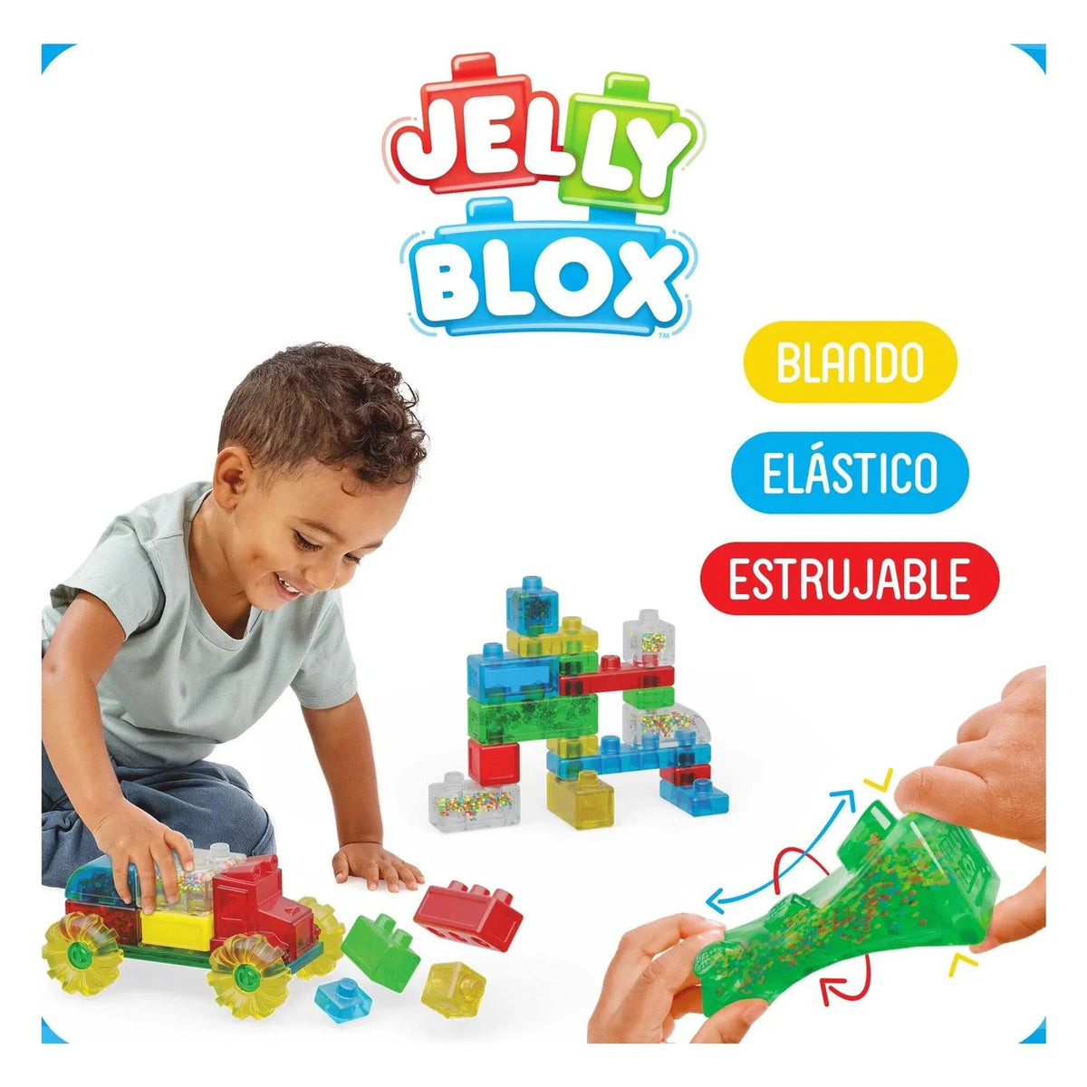 Jelly Blox Tractor Bloques de Construcción Sensorial Squishy Estirables 35 Piezas tipo Goo Jit Zu