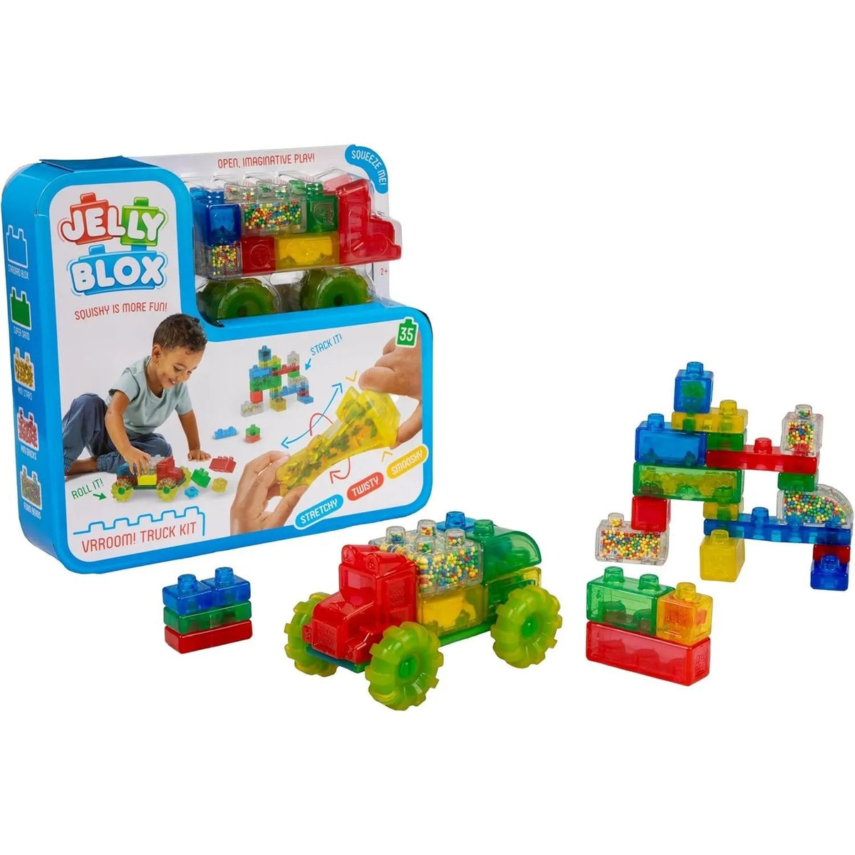 Jelly Blox Tractor Bloques de Construcción Sensorial Squishy Estirables 35 Piezas tipo Goo Jit Zu