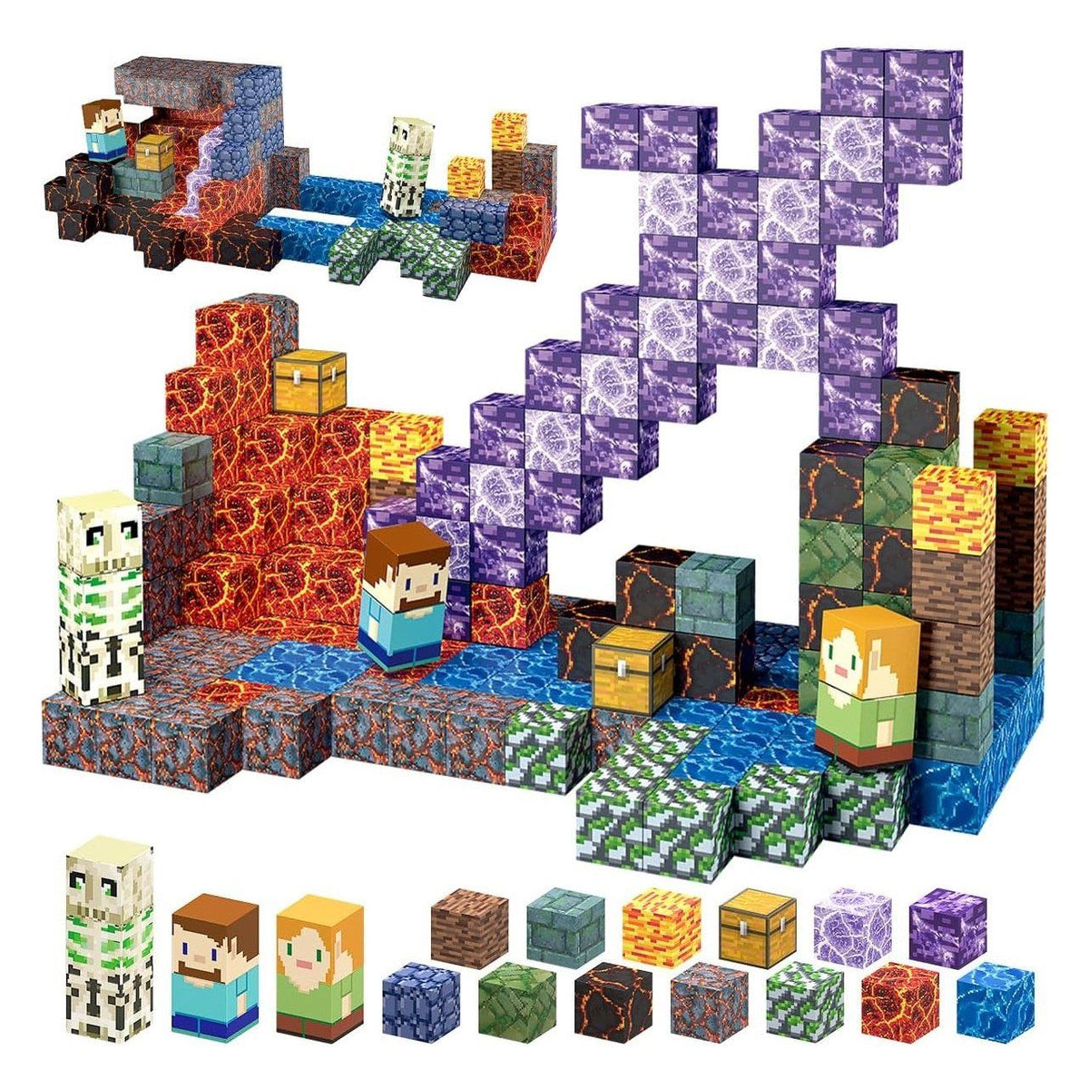 Set Bloques magnéticos Minecraft cubos imanes 213 PIEZAS