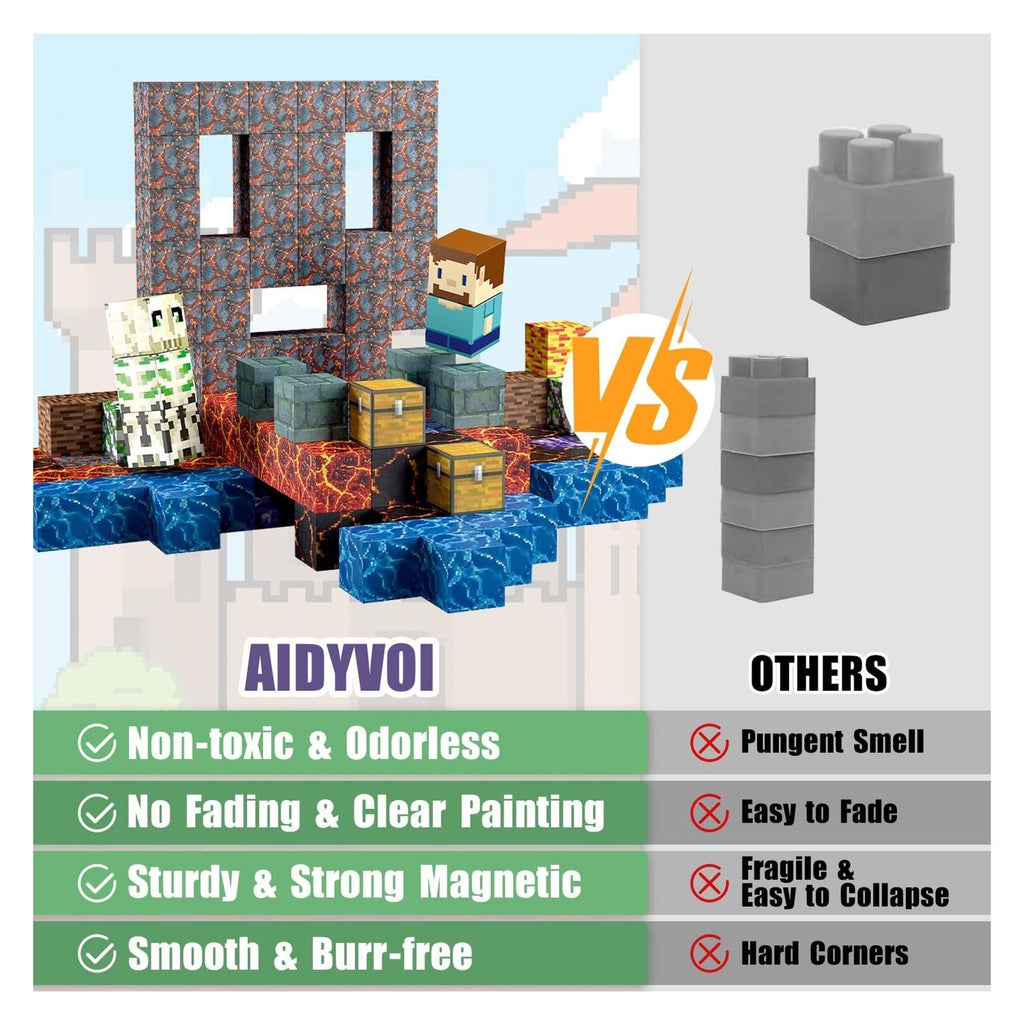 Set Bloques magnéticos Minecraft cubos imanes 213 PIEZAS