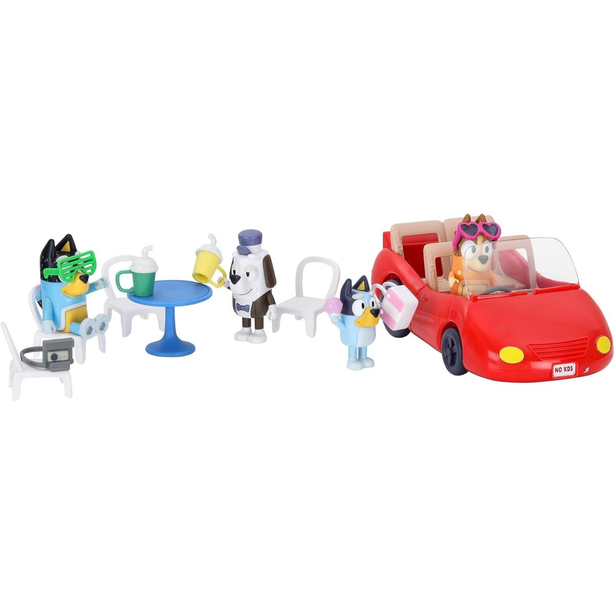 Bluey Auto Convertible con paquete de 4 figuras Coleccionables