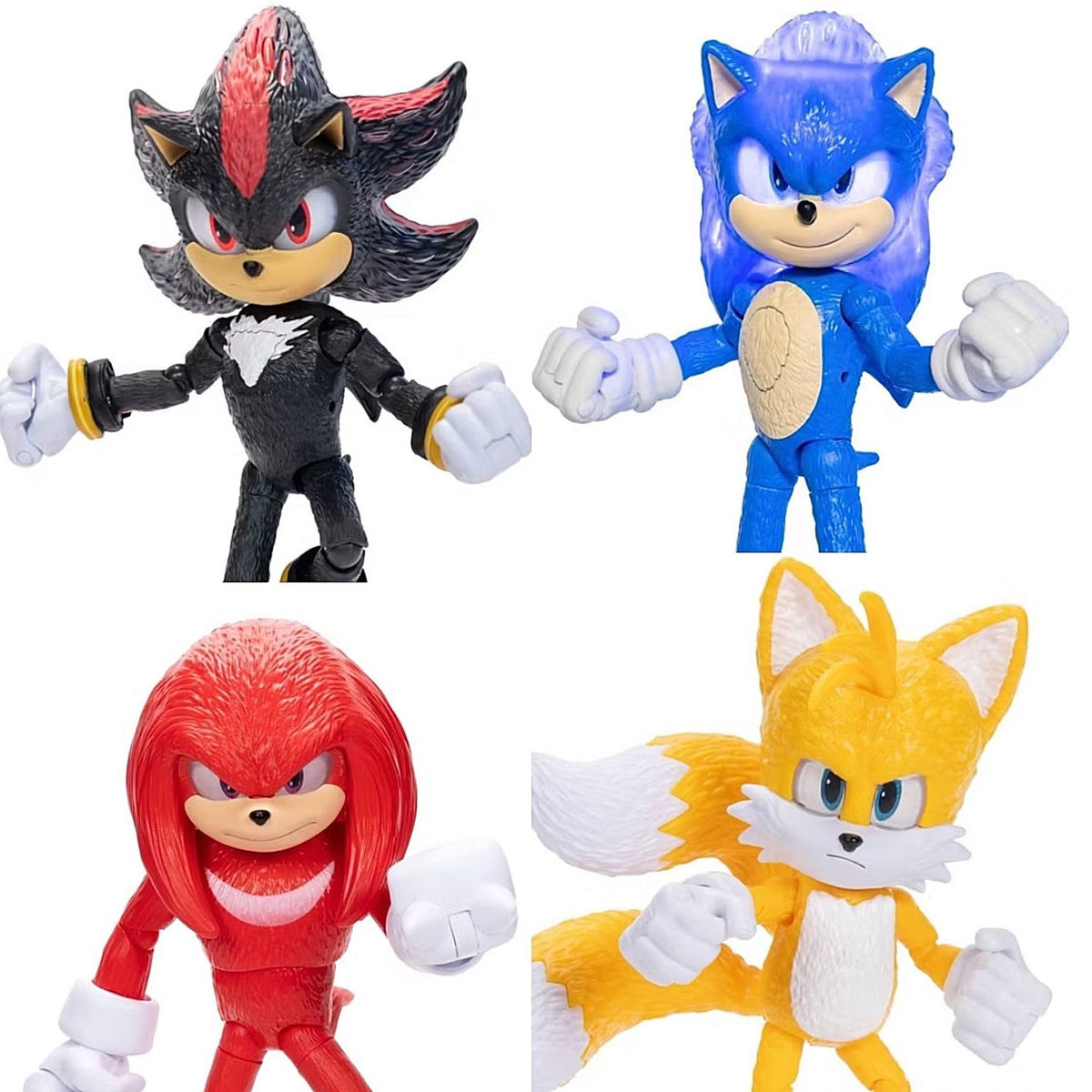 Set 4 Figuras Sonic 3 Shadow Colas & Knuckles con Luces