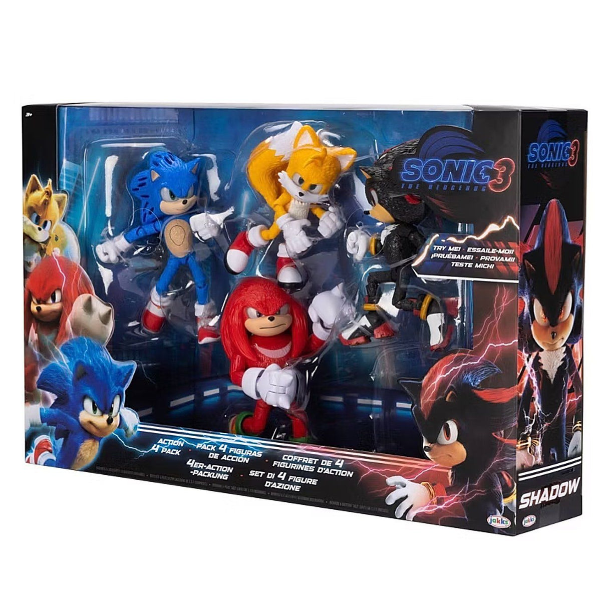 Set 4 Figuras Sonic 3 Shadow Colas & Knuckles con Luces