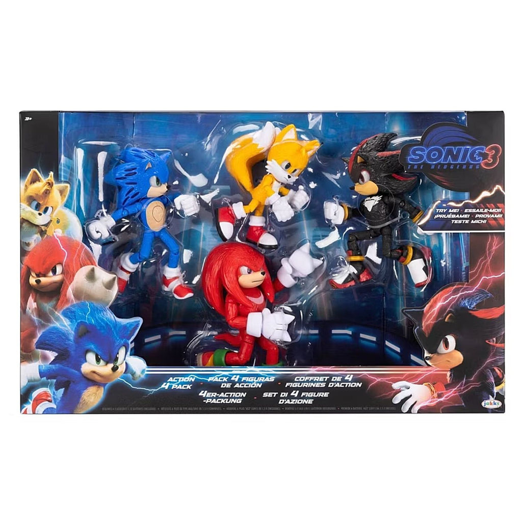 Set 4 Figuras Sonic 3 Shadow Colas & Knuckles con Luces