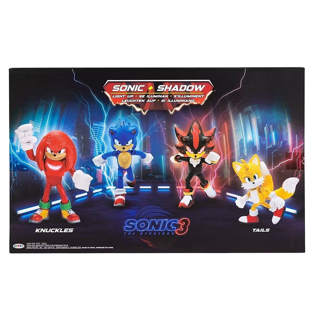 Set 4 Figuras Sonic 3 Shadow Colas & Knuckles con Luces