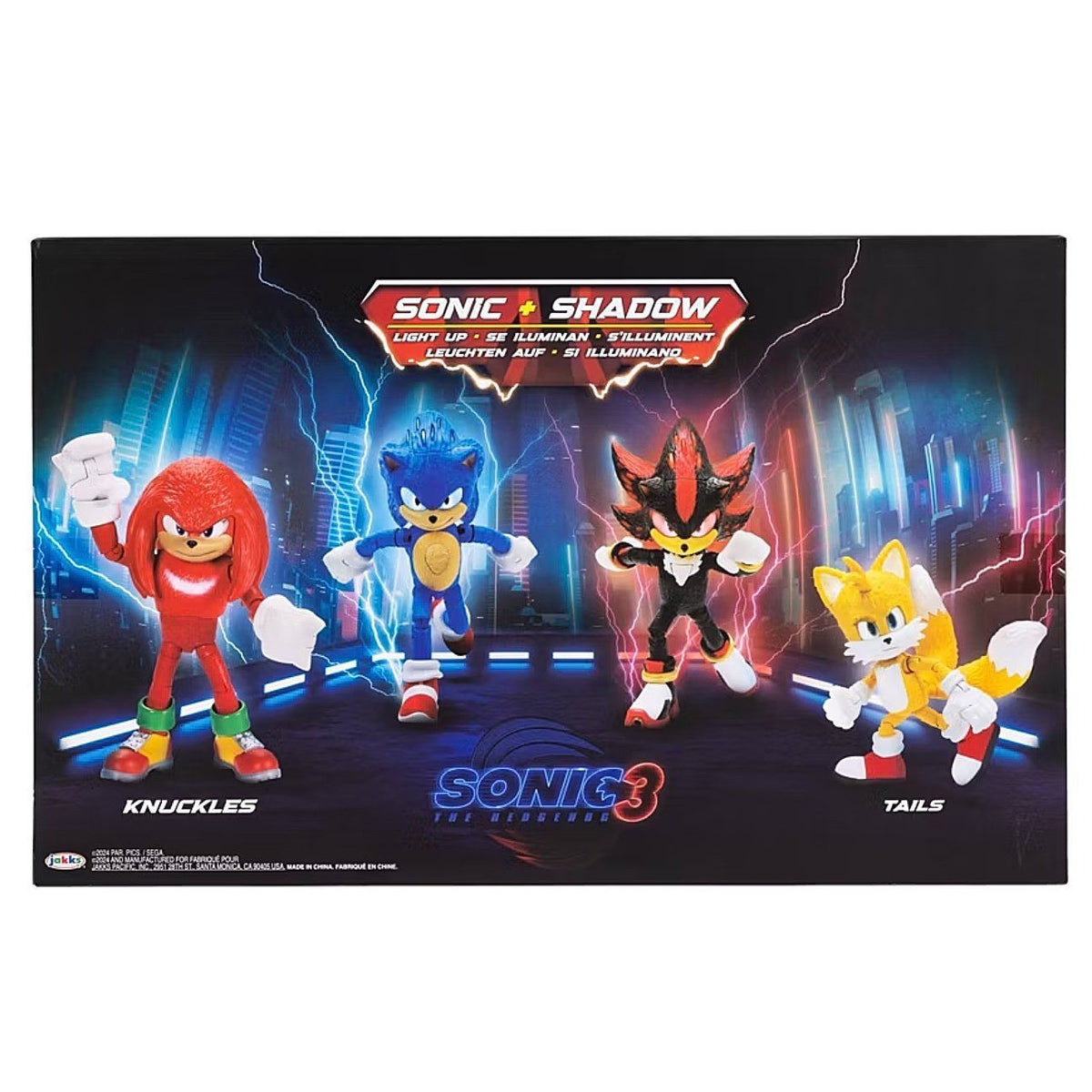 Set 4 Figuras Sonic 3 Shadow Colas & Knuckles con Luces