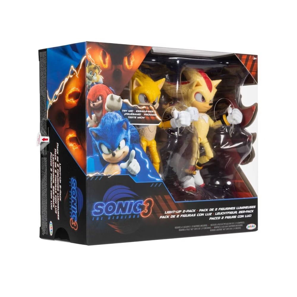 Set 2 Figuras Sonic 3 Super Shadow & Sonic con Luces