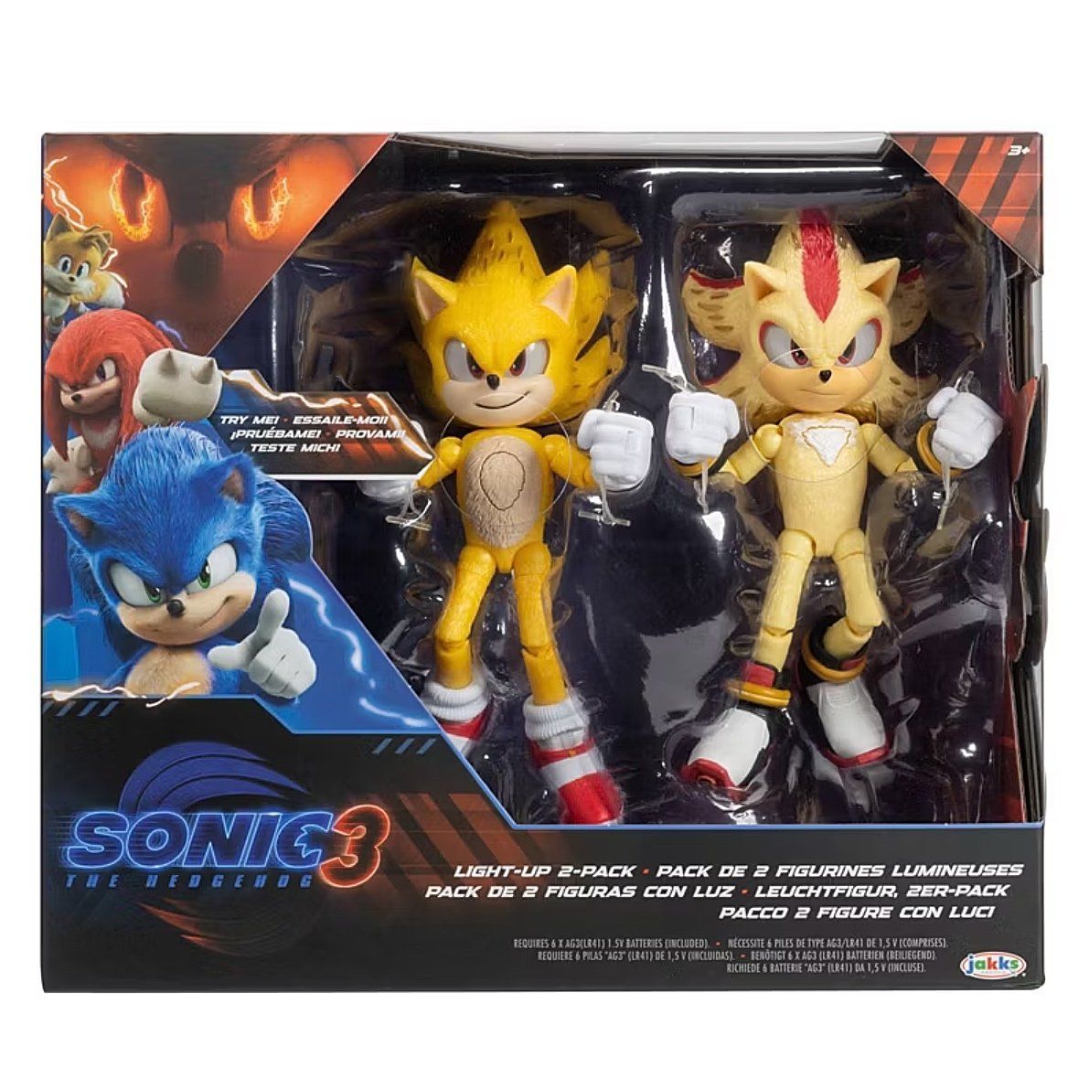 Set 2 Figuras Sonic 3 Super Shadow & Sonic con Luces
