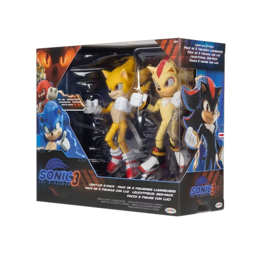 Set 2 Figuras Sonic 3 Super Shadow & Sonic con Luces