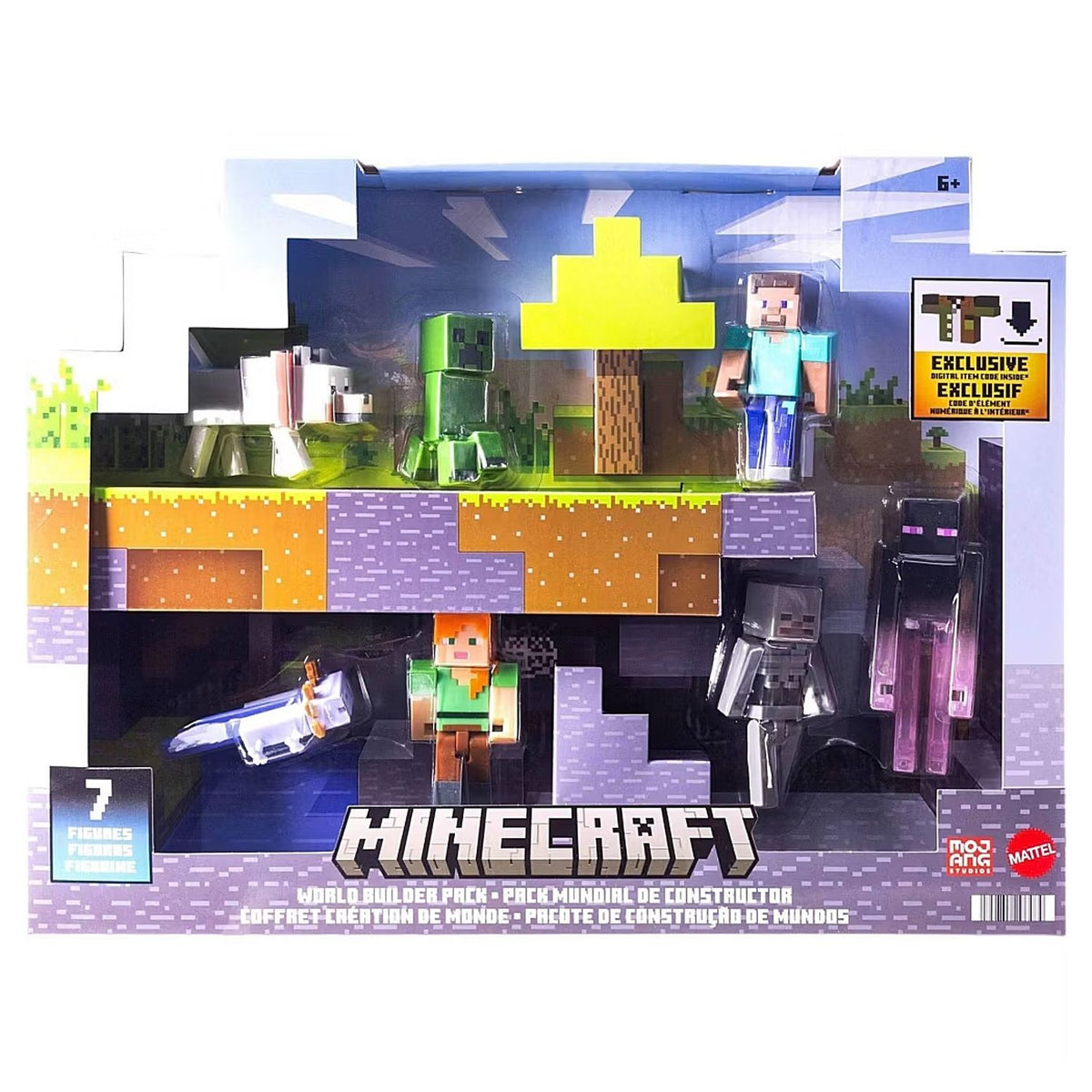 Set 7 Figuras Storypack Steve & Alex Creeper Enderman