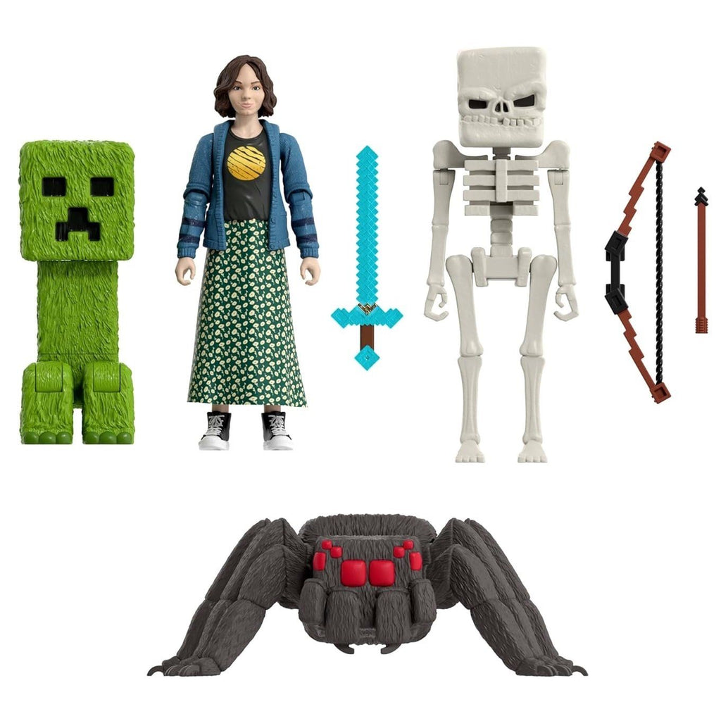 Set 4 Figuras Story pack Creeper Esqueleto araña & Natalie