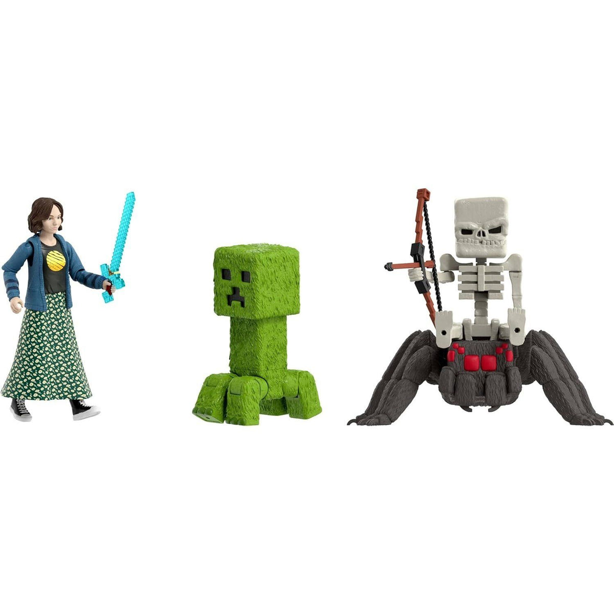 Set 4 Figuras Story pack Creeper Esqueleto araña & Natalie
