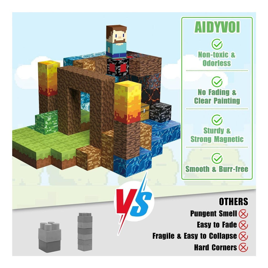 Bloques magnéticos Mundo Minecraft cubos imanes 160 PIEZAS