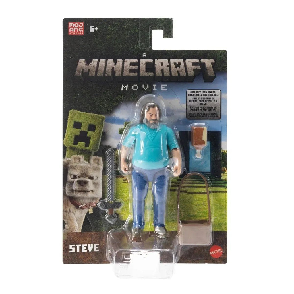 Minecraft La Pelicula Figura Steve con Accesorios 10cm