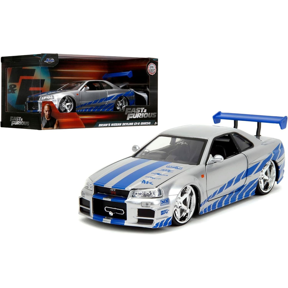 Auto Escala de Metal 1-24 Nissan Skyline R34 Rapidos y Furiosos