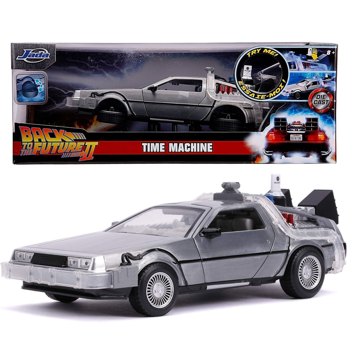 Auto Escala de Metal 1-24 Volver al Futuro 2 Delorean Con Luces Back To The Future