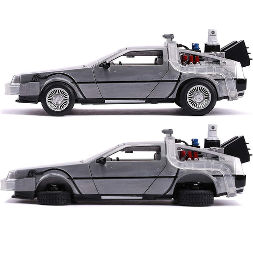 Auto Escala de Metal 1-24 Volver al Futuro 2 Delorean Con Luces Back To The Future