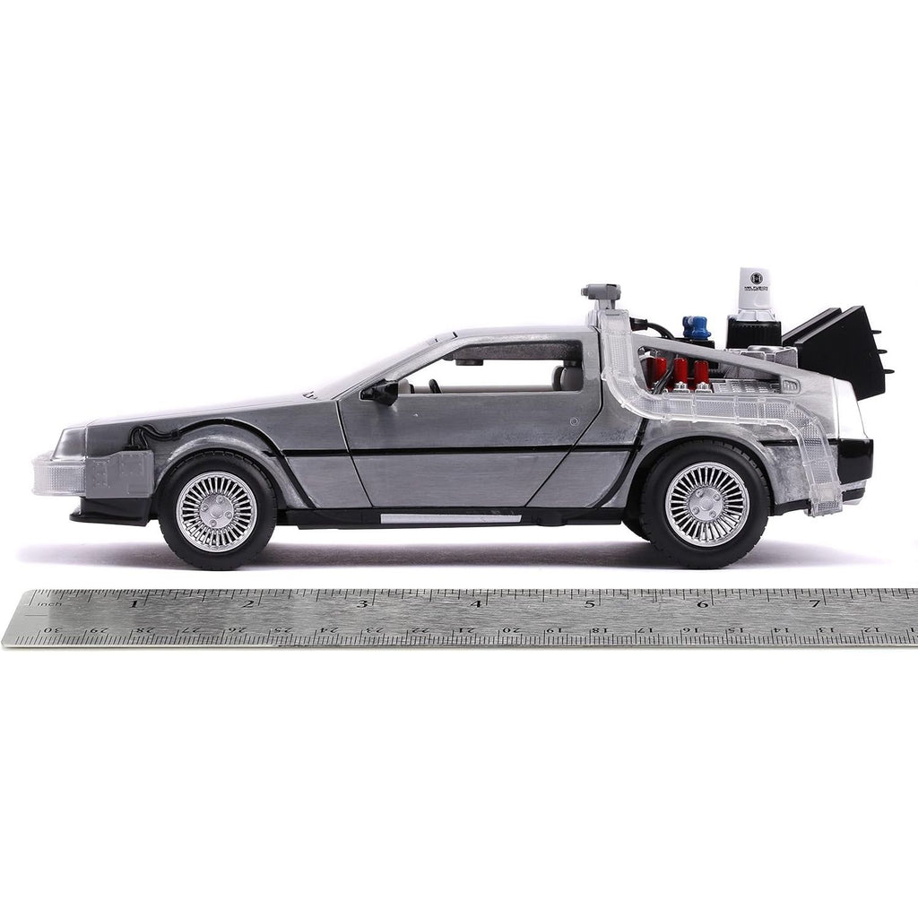 Auto Escala de Metal 1-24 Volver al Futuro 2 Delorean Con Luces Back To The Future