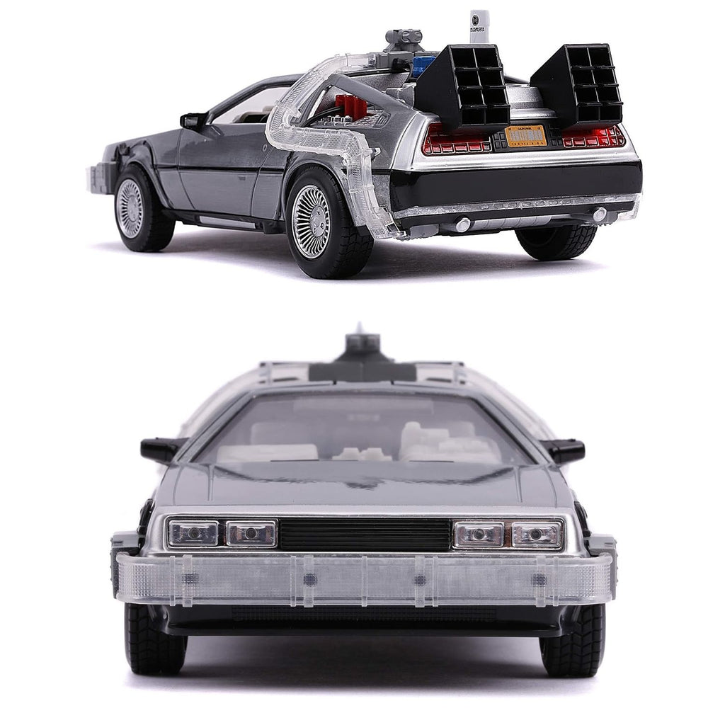 Auto Escala de Metal 1-24 Volver al Futuro 2 Delorean Con Luces Back To The Future