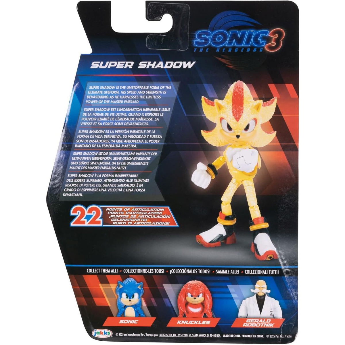 Figura de Accion La Pelicula Sonic 3 the Hedgehog Super Shadow