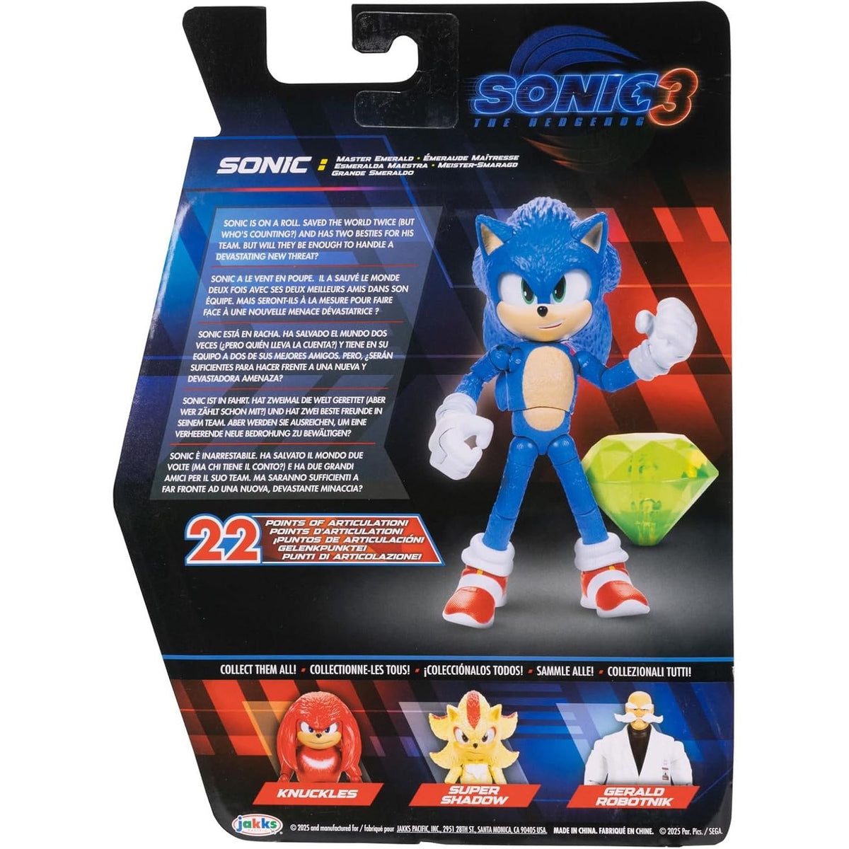 Figura Sonic 3 La Pelicula Hedgehog Jakks Pacific con Esmeralda