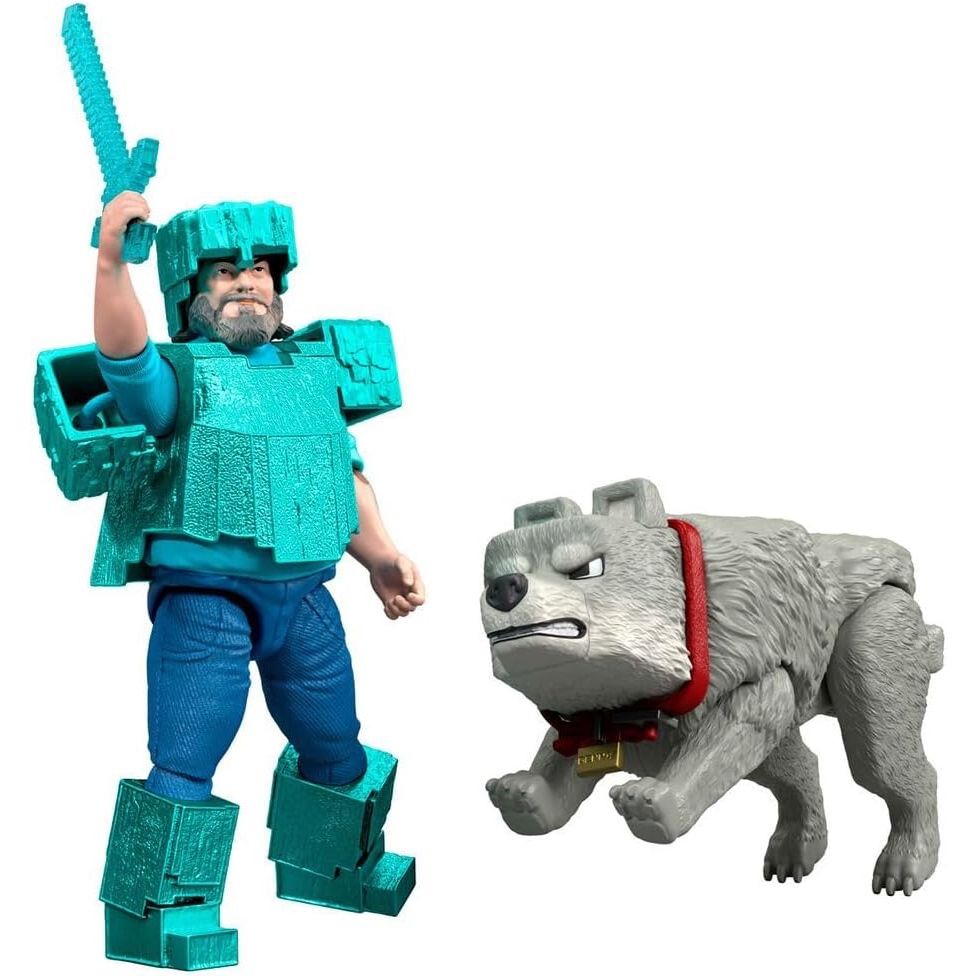 Minecraft La Pelicula Set 2 Figuras Steve & Dennis Lobo