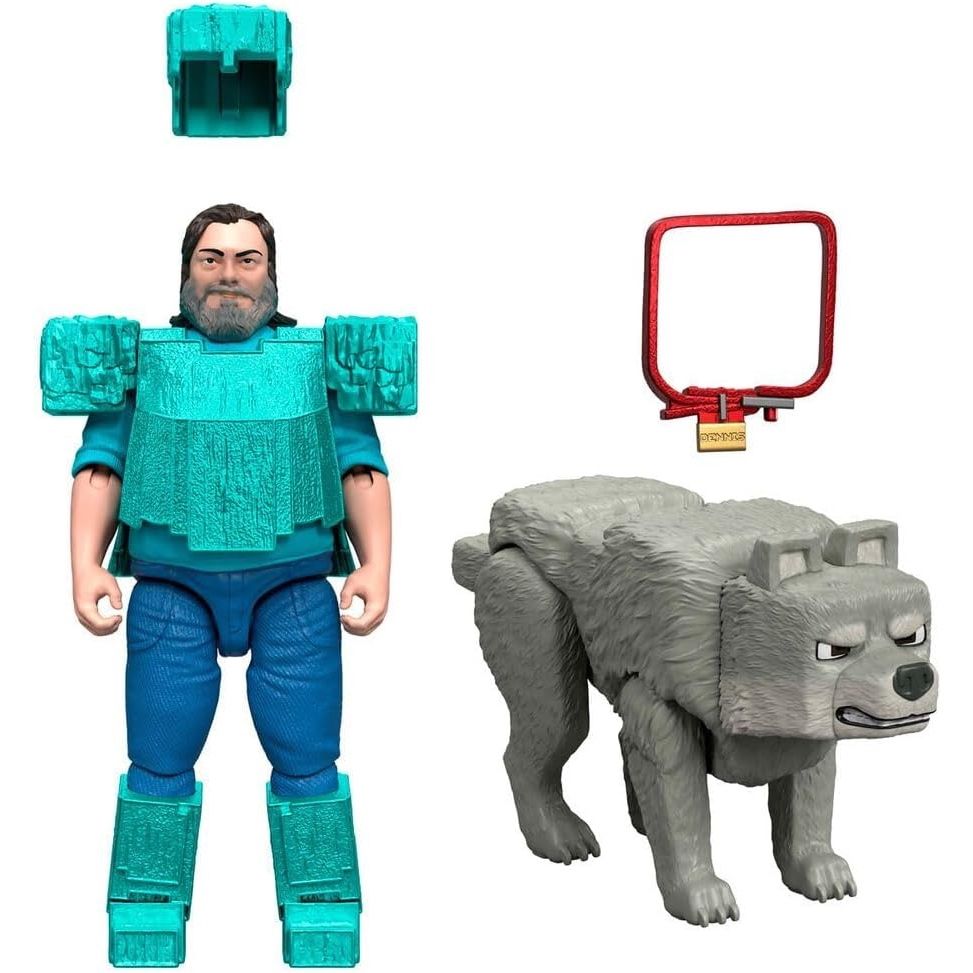 Minecraft La Pelicula Set 2 Figuras Steve & Dennis Lobo