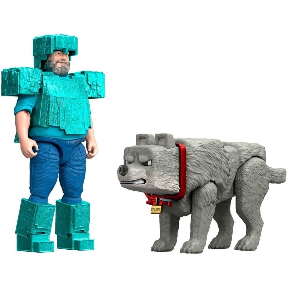 Minecraft La Pelicula Set 2 Figuras Steve & Dennis Lobo