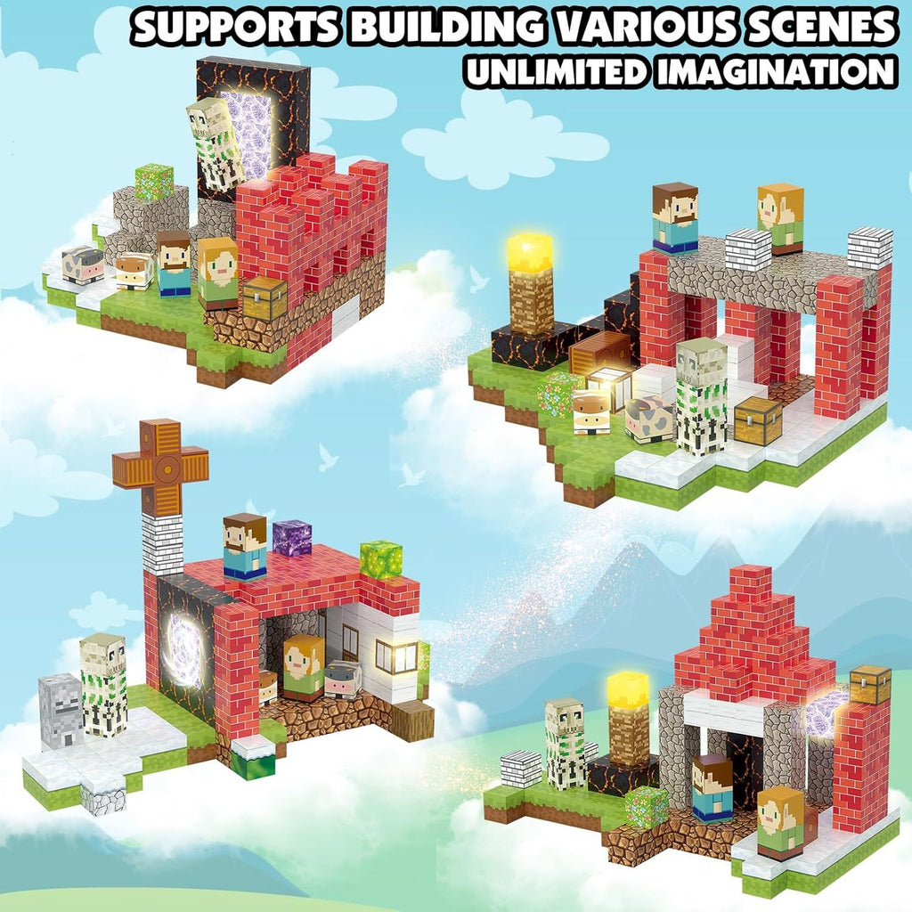 Set Bloques magnéticos Minecraft imanes 200 PIEZAS con Luces