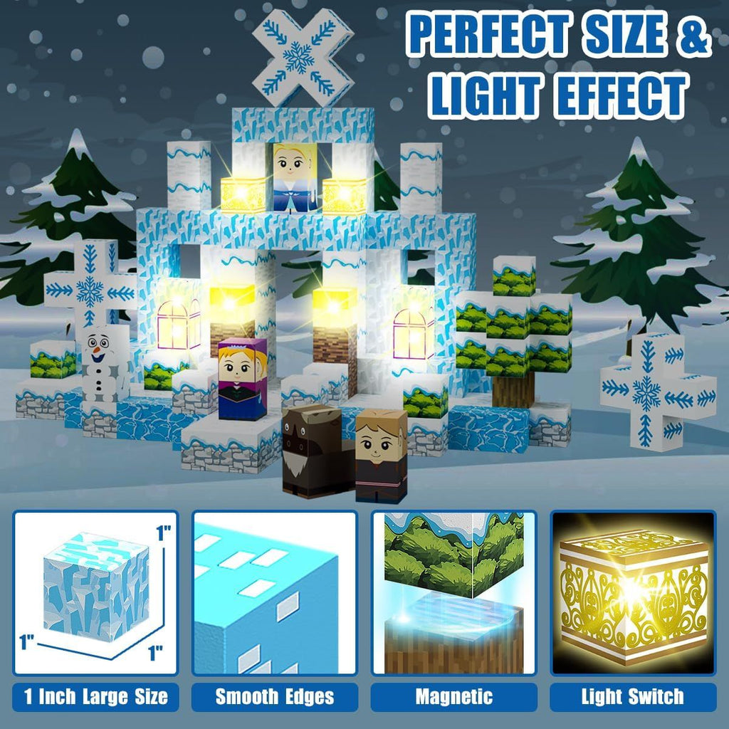 Set Bloques magnéticos Mundo Frozen 200 PIEZAS con Luces