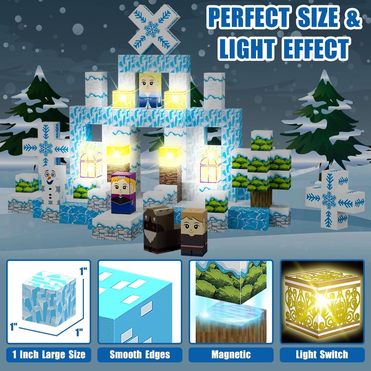 Set Bloques magnéticos Mundo Frozen 200 PIEZAS con Luces