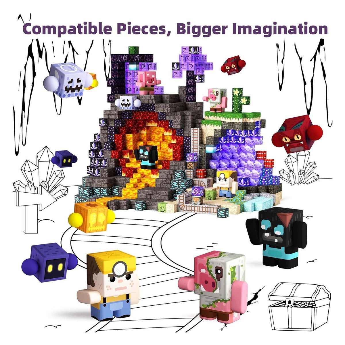 Pack 8 figuras Accion Magneticas para Bloques Magnéticos 1.0